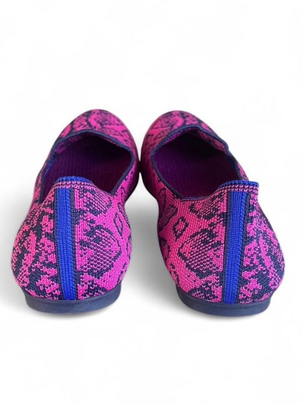Rothy's The Loafer Retired Fuchsia Navy Snake Print Knit shoes Size 8 - Picture 3 of 8